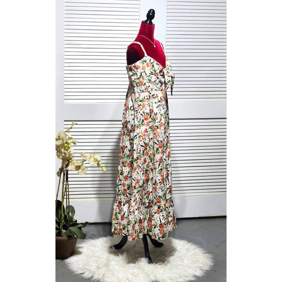 Arula Wo's Floral Rayon Cotton Blend Spaghetti Straps Maxi Dress Sz L (X) 2873 - Picture 3 of 9